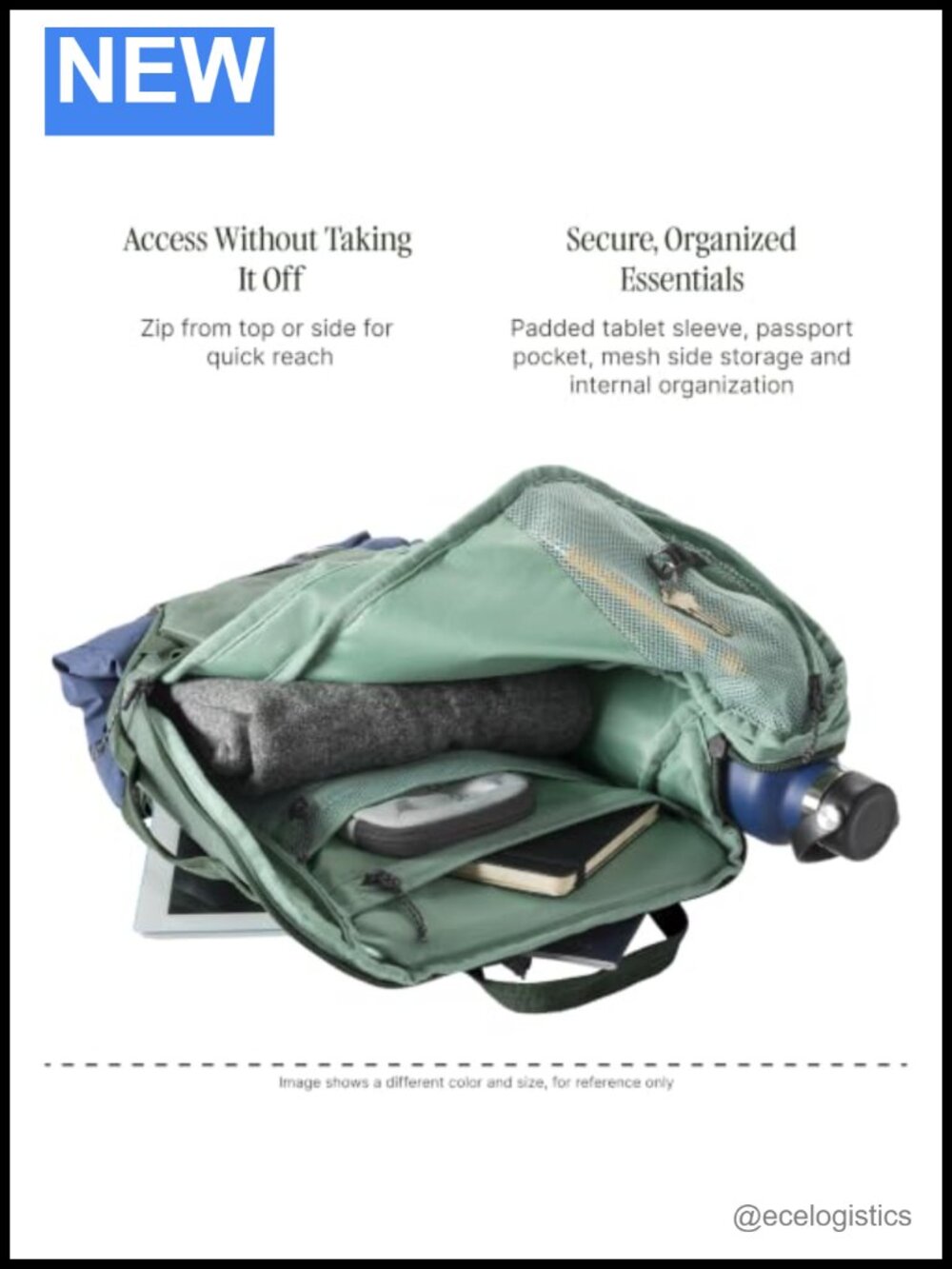 Recycled Ripstop Crossbody Sling Pack with Cushioned Back Panel - Picture 3 of 5